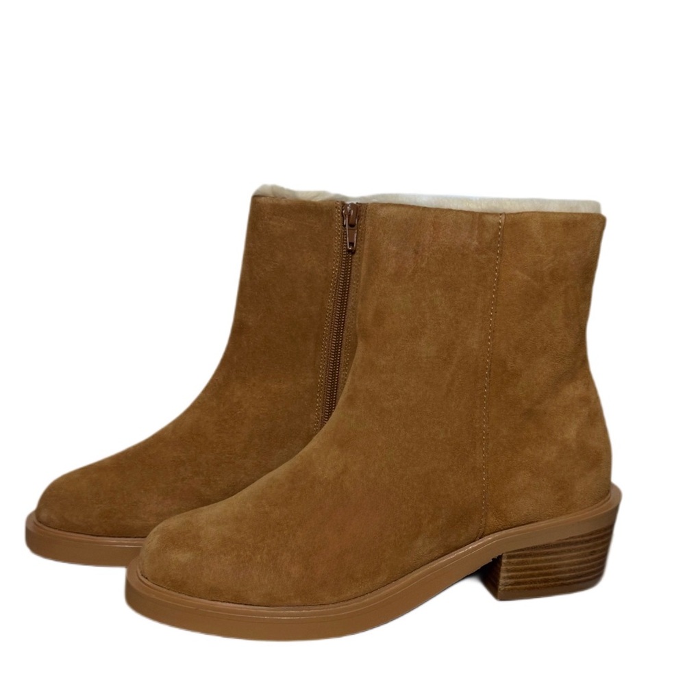 Matisse NIB Tan Suede Nate Ankle Boots Faux Fur Lined